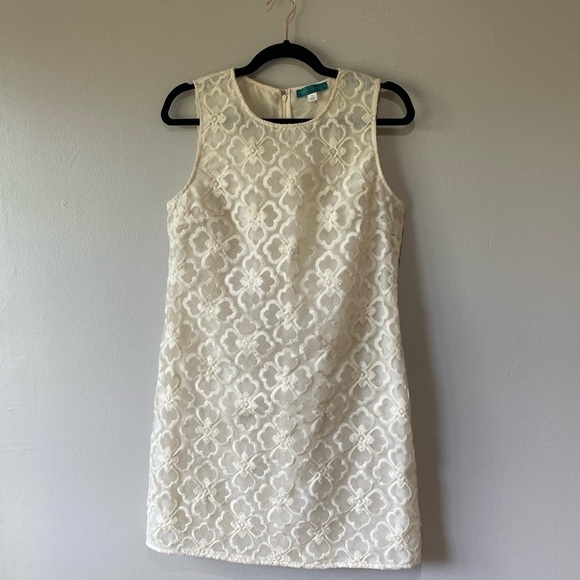 NWOT Anthropologie Pim + Larkin Cream Lace Flower Design Sleeveless Dress - Picture 3 of 12